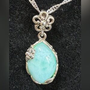 Elegant Sterling Silver and Larimar Pendant Necklace